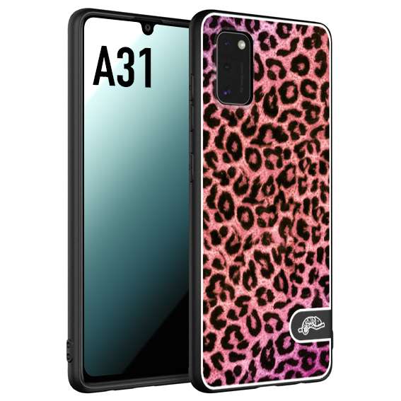 CUSTOMIZZA - Custodia cover nera morbida in tpu compatibile per Samsung A31 leopardato maculato donna rosa leopard