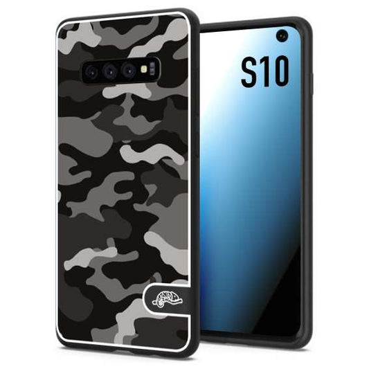 CUSTOMIZZA - Custodia cover nera morbida in tpu compatibile per Samsung S10 camouflage mimetico militare nero black grigio