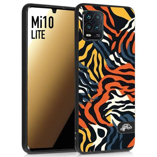 CUSTOMIZZA - Custodia cover nera morbida in tpu compatibile per Xiaomi Mi 10 LITE leopardato maculato tigrato tiger colorata gialla blu arancio