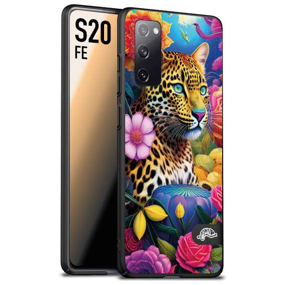 CUSTOMIZZA - Custodia cover nera morbida in tpu compatibile per Samsung S20 FE fiori astratti donna flower fantasia leopardo ghepardo animali colorati