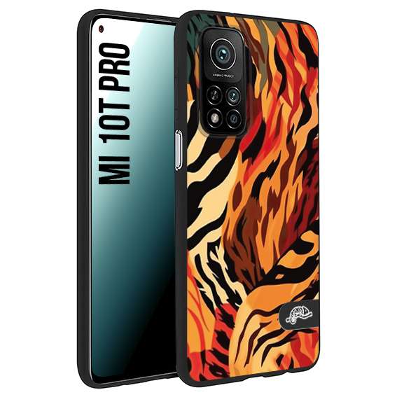 CUSTOMIZZA - Custodia cover nera morbida in tpu compatibile per Xiaomi Mi 10T PRO leopardato maculato tigrato tiger colorata gialla rossa arancio