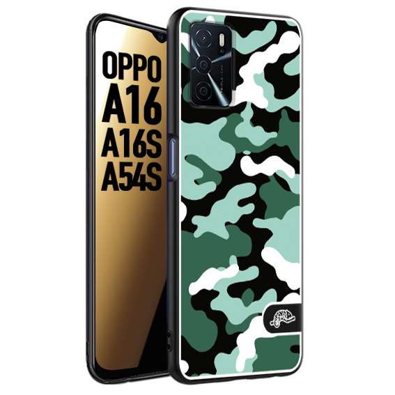 CUSTOMIZZA - Custodia cover nera morbida in tpu compatibile per Oppo A16 - A16S - A54S camouflage mimetico militare verde green