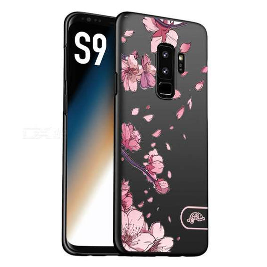 CUSTOMIZZA - Custodia cover nera morbida in tpu compatibile per Samsung S9 giapponese fiori di ciliegio in fiore a rilievo disegnata tattoo