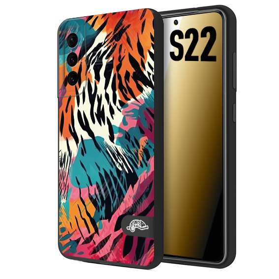 CUSTOMIZZA - Custodia cover nera morbida in tpu compatibile per Samsung S22 leopardato maculato tigrato tiger colorata summer color