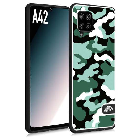 CUSTOMIZZA - Custodia cover nera morbida in tpu compatibile per Samsung A42 camouflage mimetico militare verde green