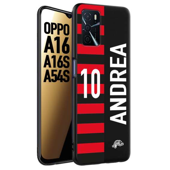 CUSTOMIZZA - Custodia cover nera morbida in tpu compatibile per Oppo A16 - A16S - A54S personalizzata calcio football nome e numero calciatori rossonera