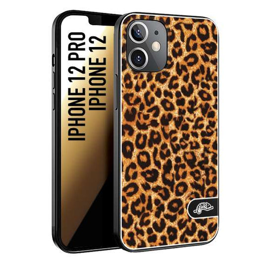 CUSTOMIZZA - Custodia cover nera morbida in tpu compatibile per iPhone 12 - 12 PRO leopardato maculato donna marrone leopard brown