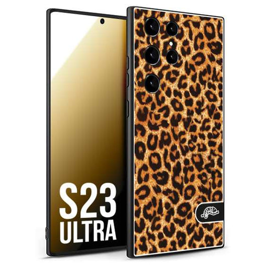 CUSTOMIZZA - Custodia cover nera morbida in tpu compatibile per Samsung S23 ULTRA leopardato maculato donna marrone leopard brown