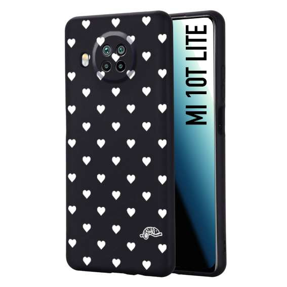 CUSTOMIZZA - Custodia cover nera morbida in tpu compatibile per Xiaomi Mi 10T LITE cuori pois bianchi donna pin up vintage