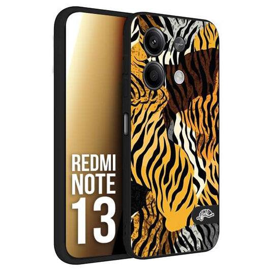 CUSTOMIZZA - Custodia cover nera morbida in tpu compatibile per Xiaomi Redmi Note 13 leopardato tigrato tiger colorata donna fashion estate