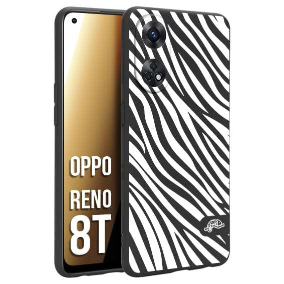 CUSTOMIZZA - Custodia cover nera morbida in tpu compatibile per Oppo Reno 8T zebrata maculata a rilievo soft touch donna bianca