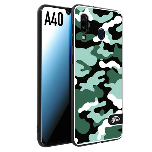 CUSTOMIZZA - Custodia cover nera morbida in tpu compatibile per Samsung A40 camouflage mimetico militare verde green