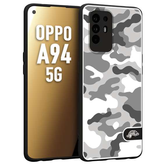 CUSTOMIZZA - Custodia cover nera morbida in tpu compatibile per Oppo A94 5G camouflage mimetico militare bianco white