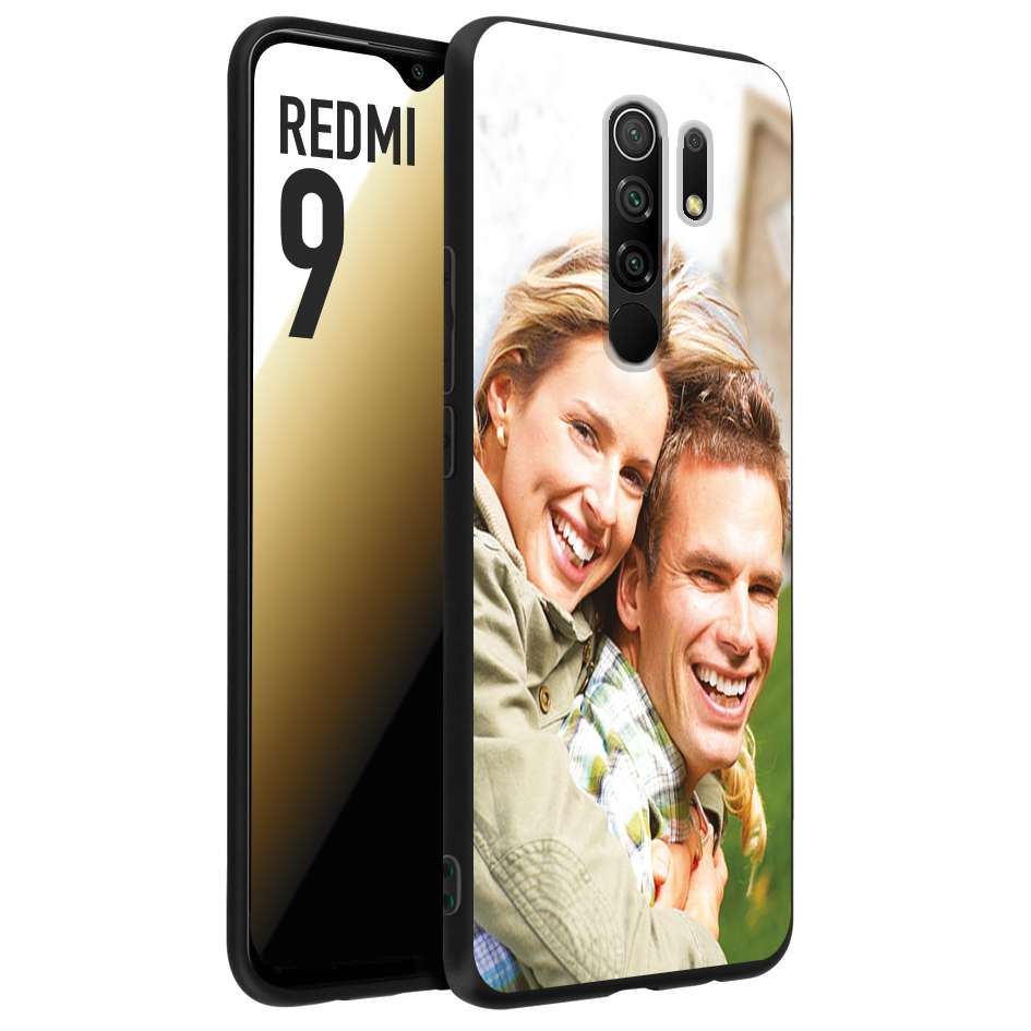 CUSTOMIZZA - Custodia cover nera morbida in tpu compatibile per Xiaomi Redmi 9 personalizzata con foto immagine scritta a piacere