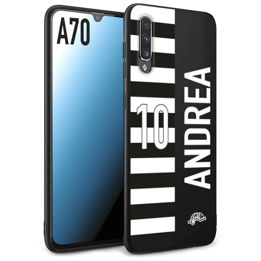 CUSTOMIZZA - Custodia cover nera morbida in tpu compatibile per Samsung A70 personalizzata calcio football nome e numero calciatori bianconera