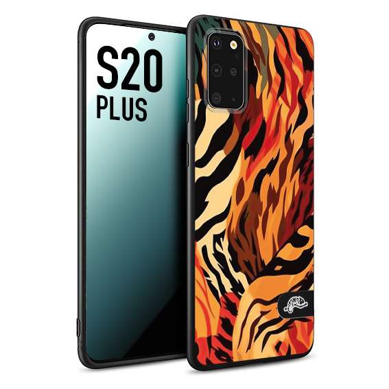 CUSTOMIZZA - Custodia cover nera morbida in tpu compatibile per Samsung S20 PLUS leopardato maculato tigrato tiger colorata gialla rossa arancio