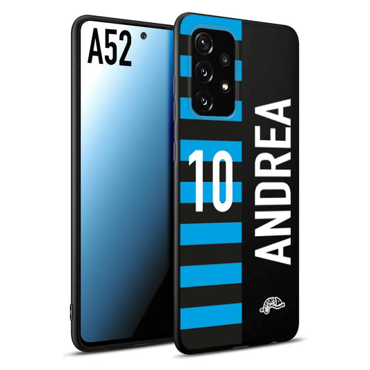 CUSTOMIZZA - Custodia cover nera morbida in tpu compatibile per Samsung A52 personalizzata calcio football nome e numero calciatori nerazzurra