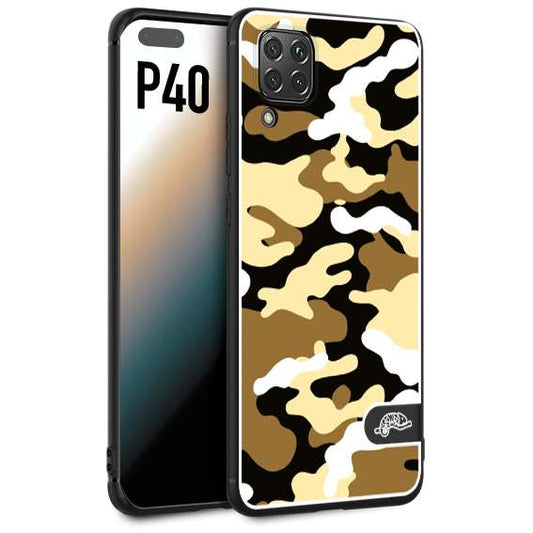 CUSTOMIZZA - Custodia cover nera morbida in tpu compatibile per Huawei P40 camouflage mimetico militare giallo desert brown