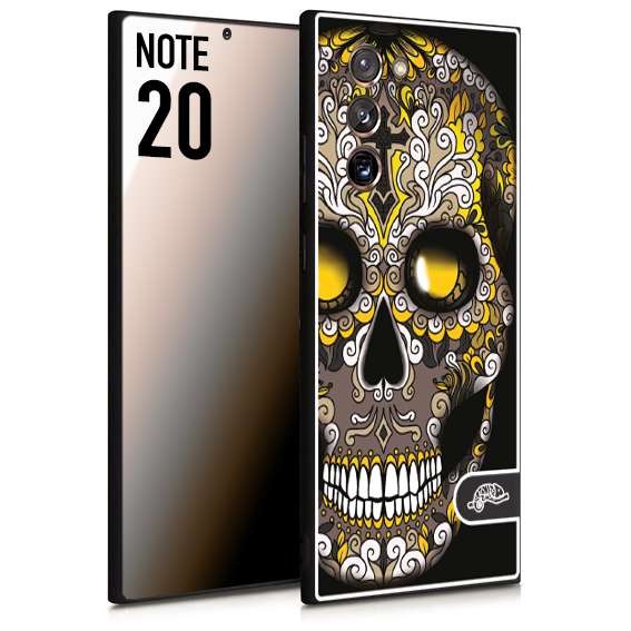 CUSTOMIZZA - Custodia cover nera morbida in tpu compatibile per Samsung NOTE 20 teschio messicano Mexican skull nero giallo