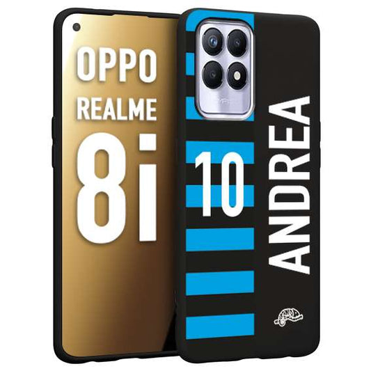 CUSTOMIZZA - Custodia cover nera morbida in tpu compatibile per Oppo Realme 8i personalizzata calcio football nome e numero calciatori nerazzurra