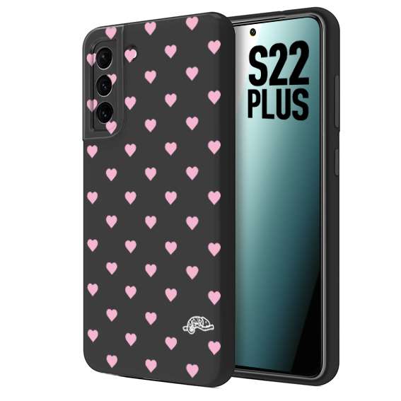 CUSTOMIZZA - Custodia cover nera morbida in tpu compatibile per Samsung S22 PLUS cuori pois rosa su nero donna pin up vintage