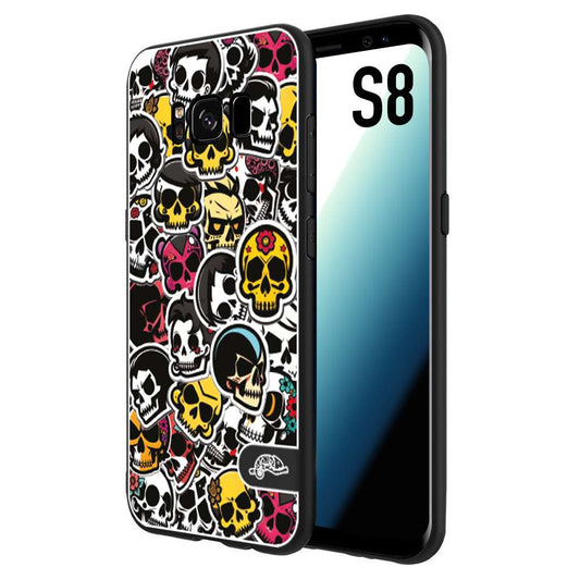 CUSTOMIZZA - Custodia cover nera morbida in tpu compatibile per Samsung S8 sticker bomb teschi colorati adesivi skulls skater snowboard