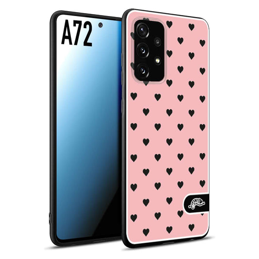 CUSTOMIZZA - Custodia cover nera morbida in tpu compatibile per Samsung A72 cuori pois rosa donna pin up vintage