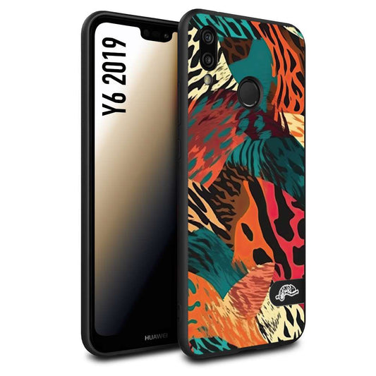 CUSTOMIZZA - Custodia cover nera morbida in tpu compatibile per Huawei Y6 2019 leopardato tigrato tiger colorata summer arancio verde fucsia