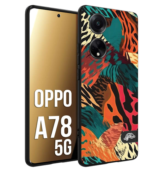 CUSTOMIZZA - Custodia cover nera morbida in tpu compatibile per Oppo A78 5G leopardato tigrato tiger colorata summer arancio verde fucsia