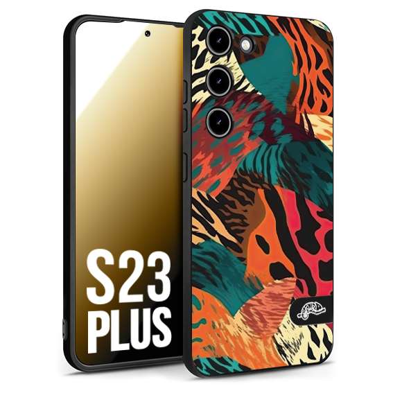 CUSTOMIZZA - Custodia cover nera morbida in tpu compatibile per Samsung S23 PLUS leopardato tigrato tiger colorata summer arancio verde fucsia