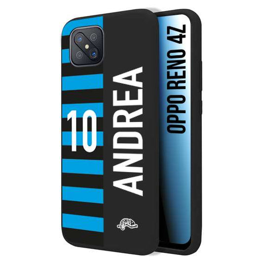 CUSTOMIZZA - Custodia cover nera morbida in tpu compatibile per Oppo Reno 4Z personalizzata calcio football nome e numero calciatori nerazzurra