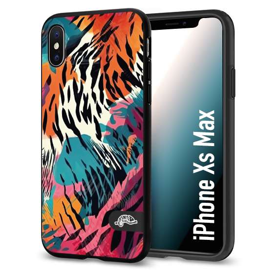 CUSTOMIZZA - Custodia cover nera morbida in tpu compatibile per iPhone Xs Max leopardato maculato tigrato tiger colorata summer color