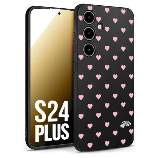 CUSTOMIZZA - Custodia cover nera morbida in tpu compatibile per Samsung S24 PLUS cuori pois rosa su nero donna pin up vintage