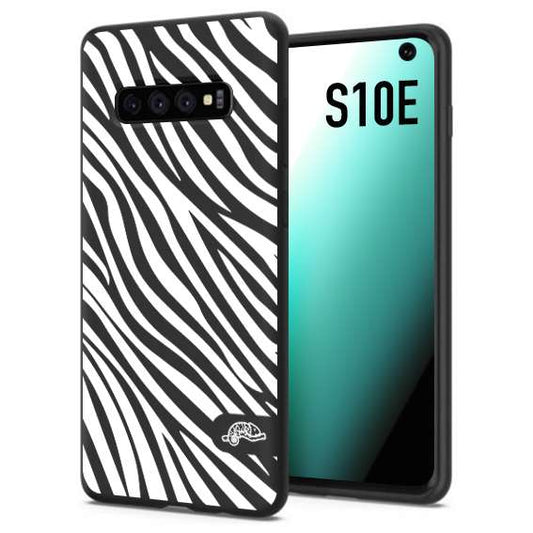 CUSTOMIZZA - Custodia cover nera morbida in tpu compatibile per Samsung S10E zebrata maculata a rilievo soft touch donna bianca