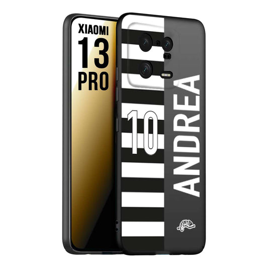 CUSTOMIZZA - Custodia cover nera morbida in tpu compatibile per Xiaomi 13 PRO personalizzata calcio football nome e numero calciatori bianconera