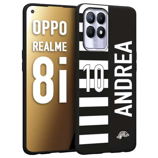 CUSTOMIZZA - Custodia cover nera morbida in tpu compatibile per Oppo Realme 8i personalizzata calcio football nome e numero calciatori bianconera