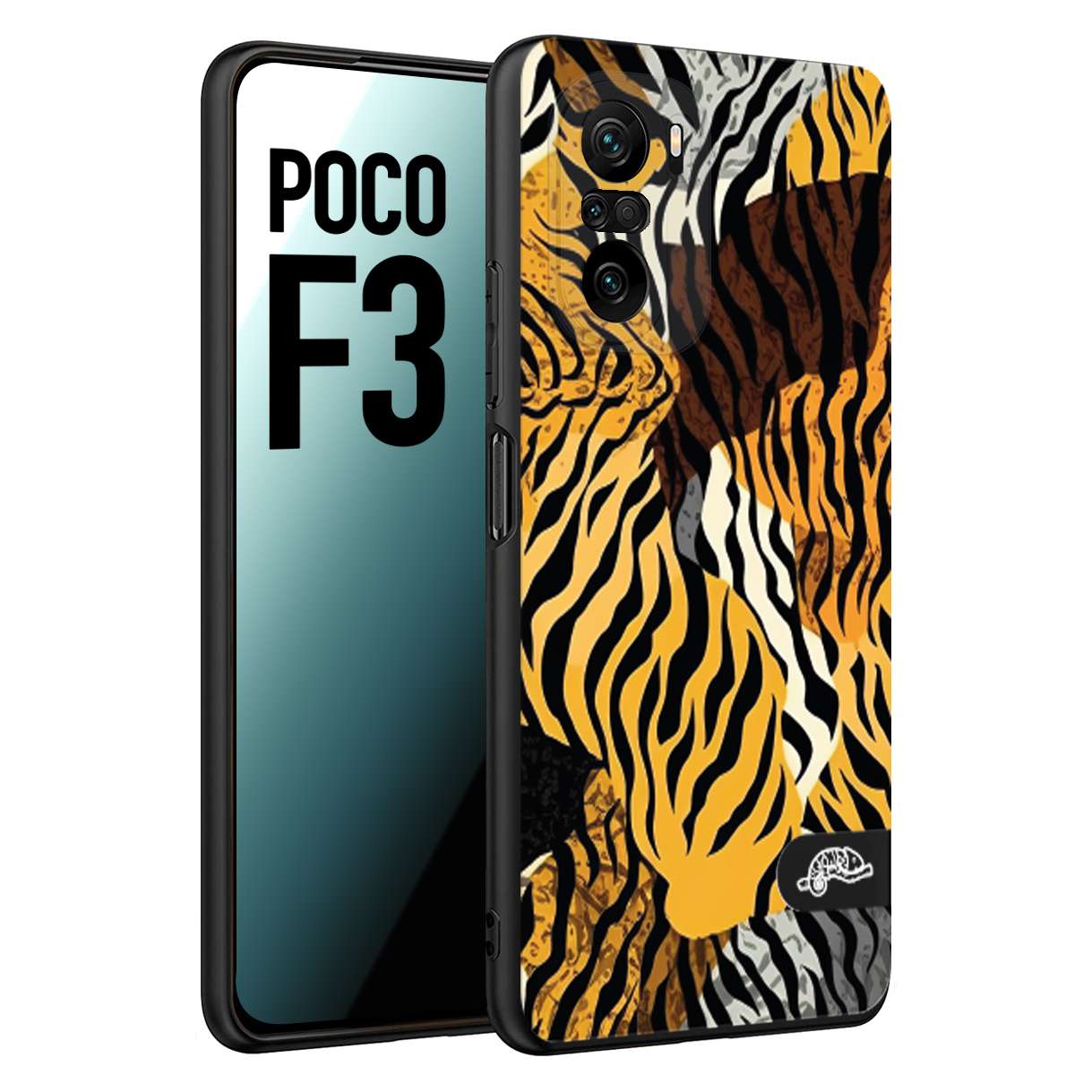 CUSTOMIZZA - Custodia cover nera morbida in tpu compatibile per Xiaomi Poco F3 leopardato tigrato tiger colorata donna fashion estate
