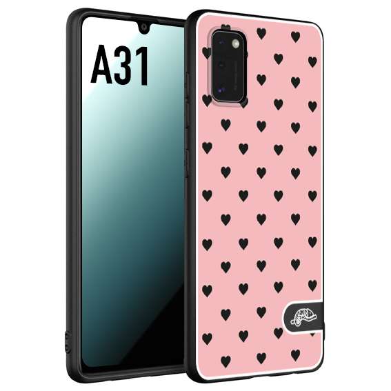 CUSTOMIZZA - Custodia cover nera morbida in tpu compatibile per Samsung A31 cuori pois rosa donna pin up vintage