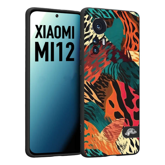 CUSTOMIZZA - Custodia cover nera morbida in tpu compatibile per Xiaomi 12 5G leopardato tigrato tiger colorata summer arancio verde fucsia