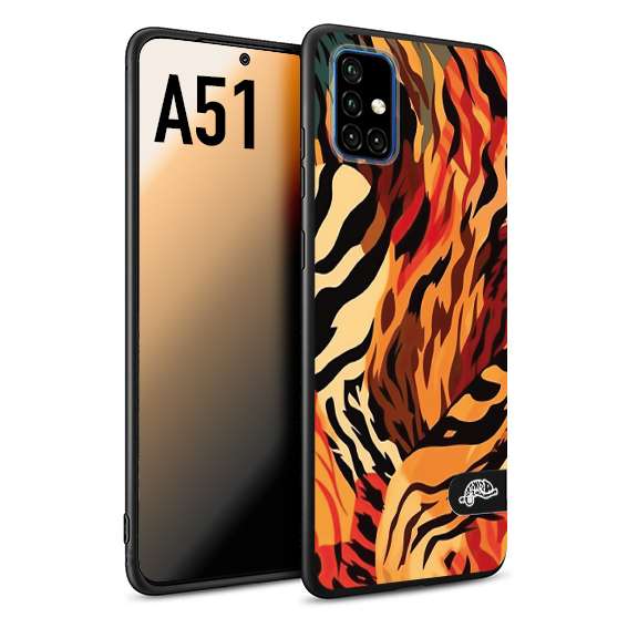 CUSTOMIZZA - Custodia cover nera morbida in tpu compatibile per Samsung A51 leopardato maculato tigrato tiger colorata gialla rossa arancio