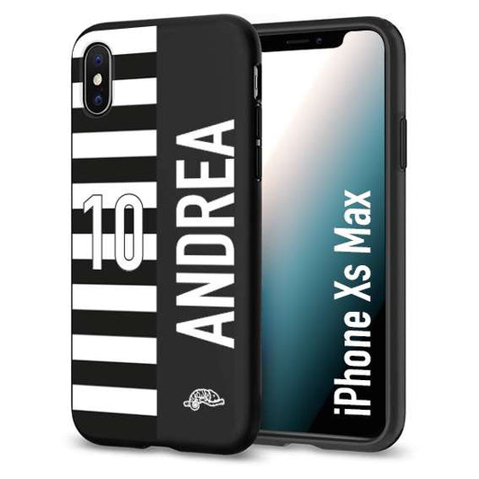 CUSTOMIZZA - Custodia cover nera morbida in tpu compatibile per iPhone Xs Max personalizzata calcio football nome e numero calciatori bianconera