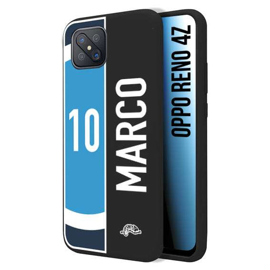 CUSTOMIZZA - Custodia cover nera morbida in tpu compatibile per Oppo Reno 4Z personalizzata calcio football nome e numero calciatori biancoazzurri bianco celesti