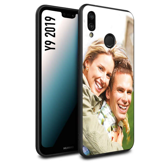 CUSTOMIZZA - Custodia cover nera morbida in tpu compatibile per Huawei Y9 2019 personalizzata con foto immagine scritta a piacere