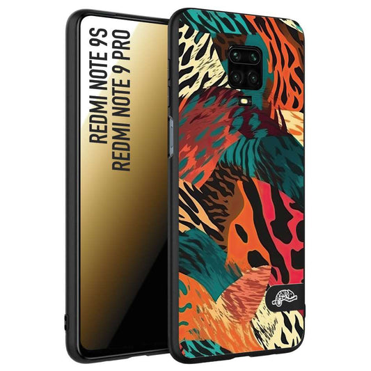 CUSTOMIZZA - Custodia cover nera morbida in tpu compatibile per Xiaomi Redmi Note 9S - Note 9 PRO leopardato tigrato tiger colorata summer arancio verde fucsia