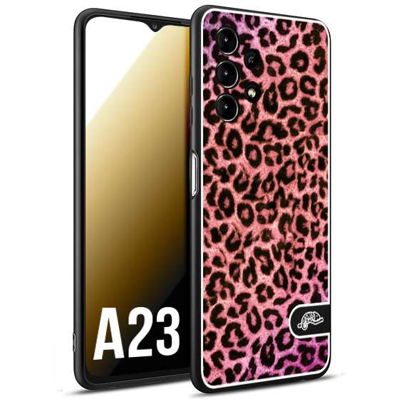 CUSTOMIZZA - Custodia cover nera morbida in tpu compatibile per Samsung A23 leopardato maculato donna rosa leopard