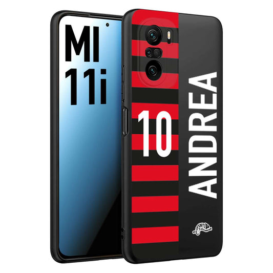 CUSTOMIZZA - Custodia cover nera morbida in tpu compatibile per Xiaomi Mi 11i personalizzata calcio football nome e numero calciatori rossonera