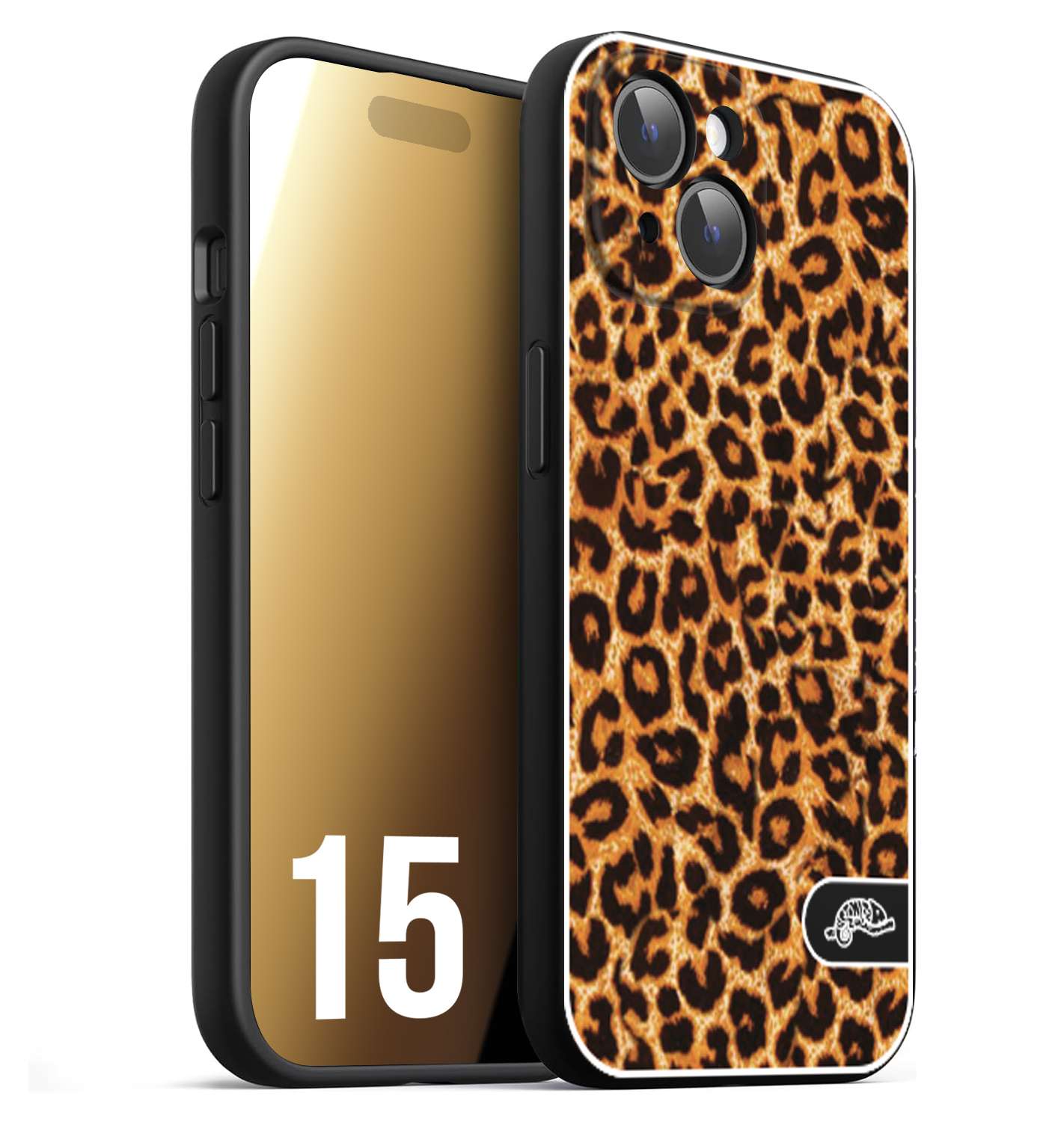 CUSTOMIZZA - Custodia cover nera morbida in tpu compatibile per iPhone 15 leopardato maculato donna marrone leopard brown