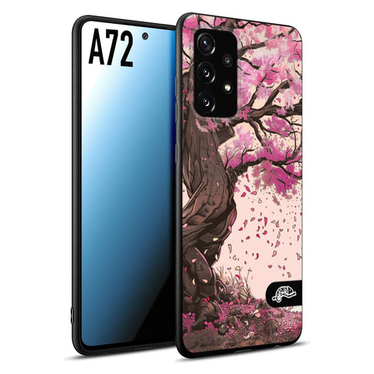 CUSTOMIZZA - Custodia cover nera morbida in tpu compatibile per Samsung A72 giapponese colori morbidi fiori di ciliegio rosa disegnata