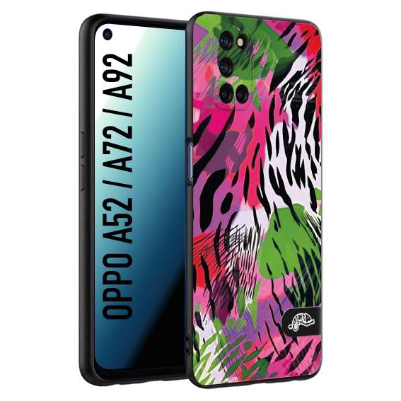 CUSTOMIZZA - Custodia cover nera morbida in tpu compatibile per Oppo A52 - A72 - A92 leopardato tigrato tiger colorata summer color verde fucsia