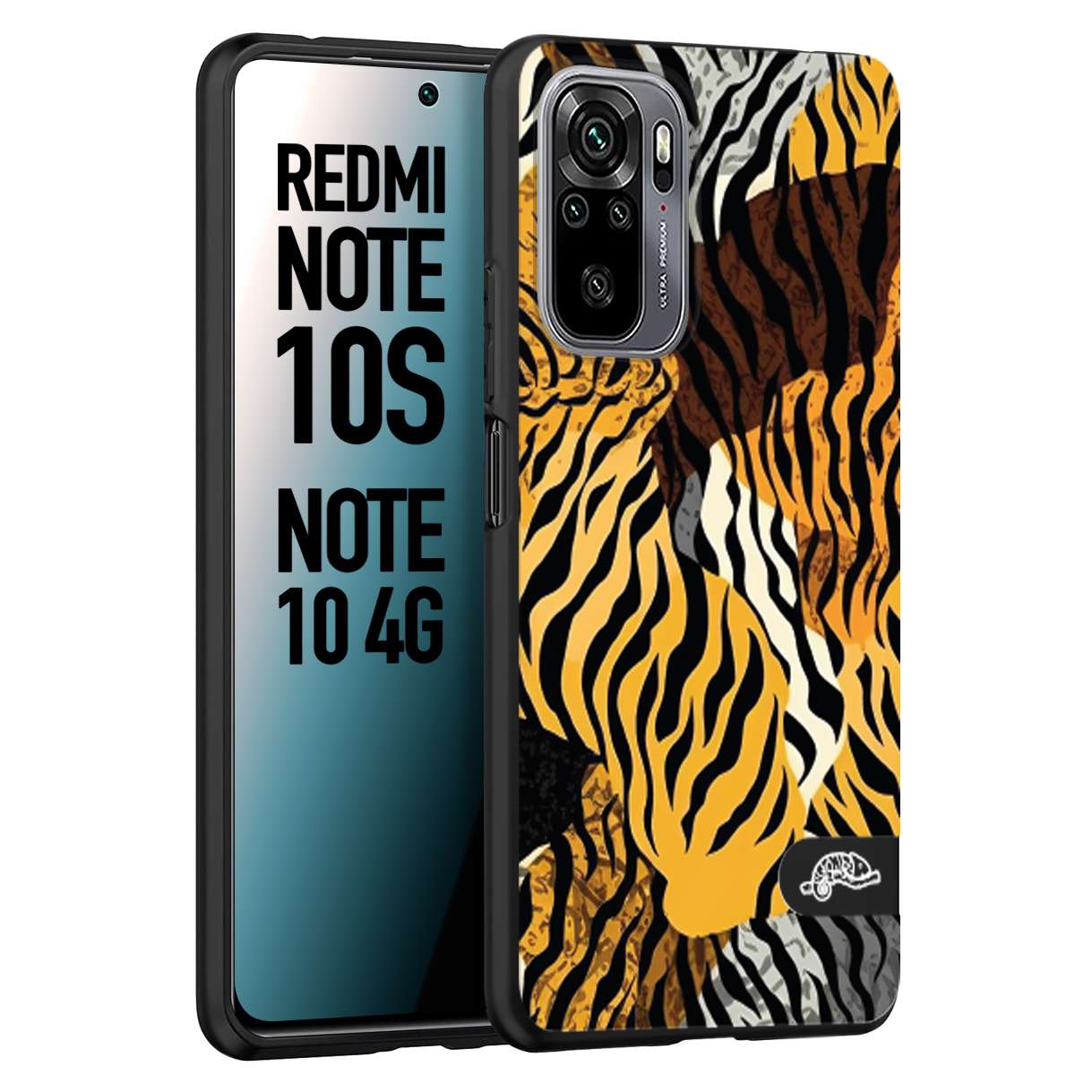 CUSTOMIZZA - Custodia cover nera morbida in tpu compatibile per Xiaomi Redmi Note 10S leopardato tigrato tiger colorata donna fashion estate